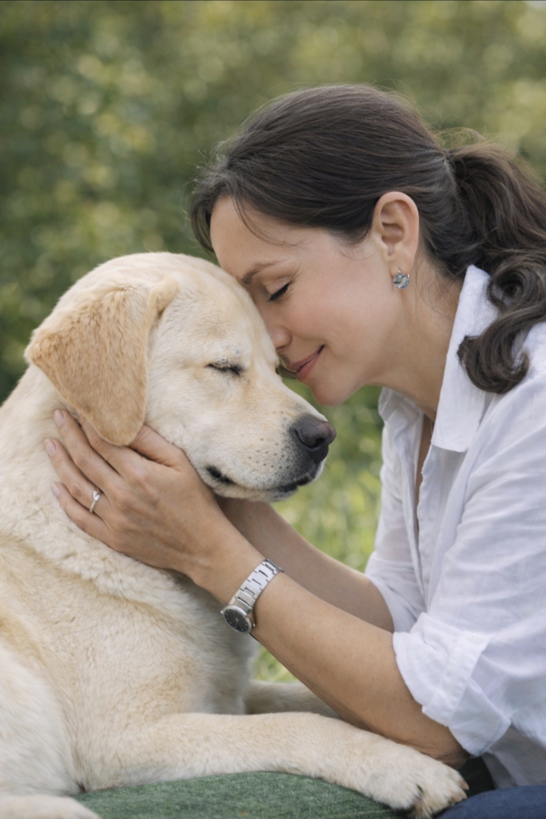 Hund mit Mensch in liebevoller Verbindung